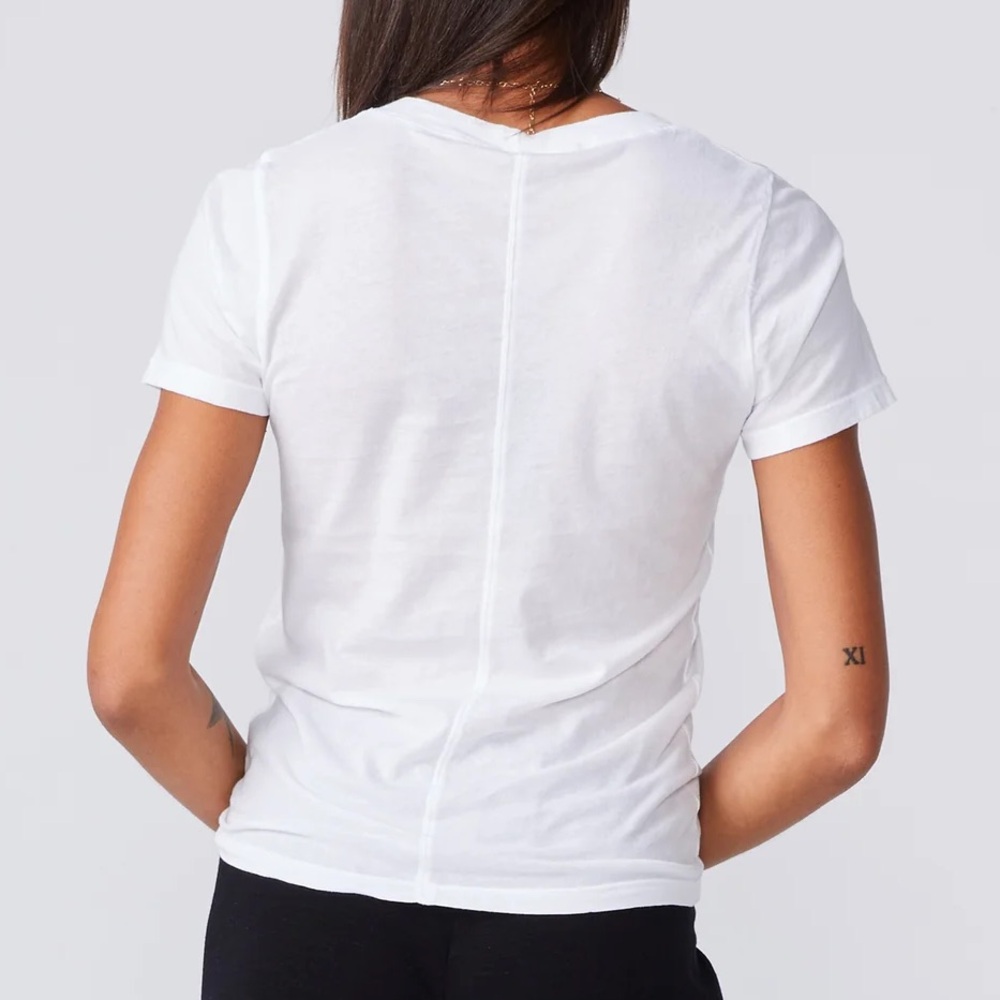 Monrow Solid White 100% Cotton Short Sleeve Fitted T Shirt Large Women